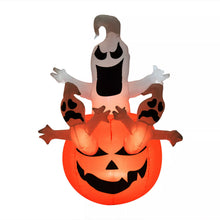 Laden Sie das Bild in den Galerie-Viewer, Halloween Deko Aufblasbarer Kürbis Geist Gespenst Figur Luftfigur mit LED