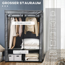 Laden Sie das Bild in den Galerie-Viewer, Stoffschrank, Faltschrank 1,70 Meter Höhe mit Reißverschluss, Kleiderschrank, hellgrau
