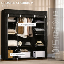 Laden Sie das Bild in den Galerie-Viewer, Stoffschrank, Faltschrank 1,50 Meter Höhe mit Reißverschluss, Kleiderschrank, Schwarz