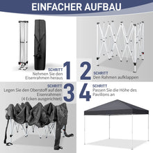 Laden Sie das Bild in den Galerie-Viewer, Faltpavillon 3 x 3 m Pop-Up – Partyzelt, Eventzelt &amp; Gartenzelt mit 4 Moskitonetzen in Grau, Blau oder beige