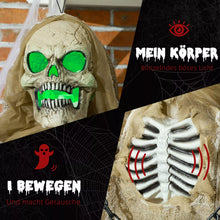 Laden Sie das Bild in den Galerie-Viewer, Halloween Dekoration 183 cm Hängendes Skelett mit LED-Lichter Soundfunktion