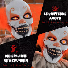 Laden Sie das Bild in den Galerie-Viewer, Halloween Dekoration Stehender Clown 183cm mit LED-Lichter Soundfunktion