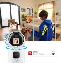 Laden Sie das Bild in den Galerie-Viewer, Überwachungskamera mit 2 Doppel-Objektiv und Bildschirm 6MP WLAN PTZ HD IP Kamera PIR Schwenkbar