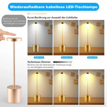 Laden Sie das Bild in den Galerie-Viewer, LED Tischlampe. Lampe mit Dimmung. Akkubetrieb. Nachttisch, Gartentisch. Exklusiv. Touch-Funktion