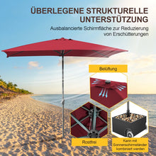 Laden Sie das Bild in den Galerie-Viewer, Kurbel-Sonnenschirm rechteckige Form (knickbar) mit Stahlgestänge 210x140 cm Verschiedene Farben