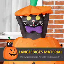 Laden Sie das Bild in den Galerie-Viewer, Halloween Aufblasbarer Kürbisgeist 115 cm mit beweglicher Katze mit LED