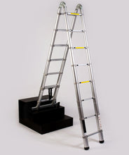 Laden Sie das Bild in den Galerie-Viewer, Teleskop-Klappleitern mit Aluminiumringen 320/380/440/500/560 cm