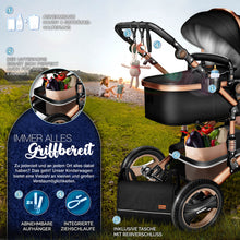Laden Sie das Bild in den Galerie-Viewer, Kinderwagen 3 in 1 Kombi-Buggy Reisebuggy inkl. Auto- Babyschale. Faltbar.