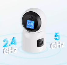 Laden Sie das Bild in den Galerie-Viewer, Überwachungskamera mit 2 Doppel-Objektiv und Bildschirm 6MP WLAN PTZ HD IP Kamera PIR Schwenkbar