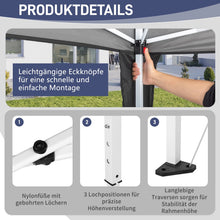 Laden Sie das Bild in den Galerie-Viewer, Faltpavillon 3 x 3 m Pop-Up – Partyzelt, Eventzelt &amp; Gartenzelt mit 4 Moskitonetzen in Grau, Blau oder beige