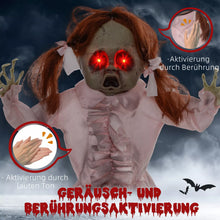 Laden Sie das Bild in den Galerie-Viewer, Halloween Dekoration Geisterpuppe 76 cm mit LED-Lichter Soundfunktion