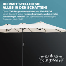 Laden Sie das Bild in den Galerie-Viewer, Doppel-Sonnenschirm 460x270 cm UV-Schutz 40+ - Groß, XXL, mit Schutzhülle und Kurbel
