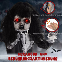 Laden Sie das Bild in den Galerie-Viewer, Halloween Dekoration Geisterpuppe 160 cm mit LED-Lichter Soundfunktion
