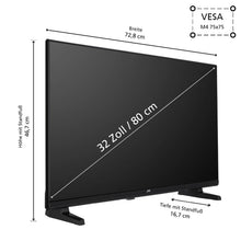 Laden Sie das Bild in den Galerie-Viewer, JVC Fernseher 32 Zoll mit 82 cm Größe. DVB-C, DVB-S, DVB-S2, DVB-T2