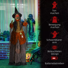 Laden Sie das Bild in den Galerie-Viewer, Halloween-Hexe 183 cm mit roten Augen LED-Lichter, Soundfunktion