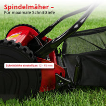 Laden Sie das Bild in den Galerie-Viewer, Spindelmäher lautloser Rasenmäher 350mm Schnittbreite 20L Fangkorb Rasen