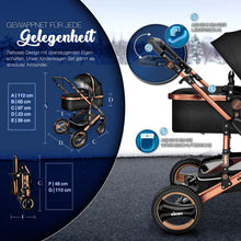 Laden Sie das Bild in den Galerie-Viewer, Kinderwagen 3 in 1 Kombi-Buggy Reisebuggy inkl. Auto- Babyschale. Faltbar.