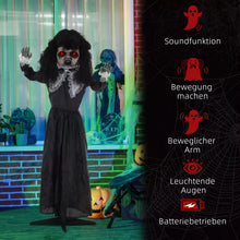 Laden Sie das Bild in den Galerie-Viewer, Halloween Dekoration Geisterpuppe 160 cm mit LED-Lichter Soundfunktion