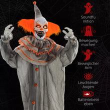 Laden Sie das Bild in den Galerie-Viewer, Halloween Dekoration Stehender Clown 183cm mit LED-Lichter Soundfunktion
