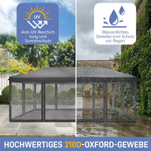 Laden Sie das Bild in den Galerie-Viewer, Faltpavillon 3 x 6 m Pop-Up – Partyzelt, Eventzelt &amp; Gartenzelt mit 4 Moskitonetzen in Grau, Blau oder beige
