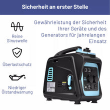 Laden Sie das Bild in den Galerie-Viewer, Inverter Stromgenerator 2000 Watt Notstromaggregat sparsam und für empfindliche Geräte geeignet