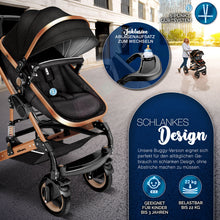 Laden Sie das Bild in den Galerie-Viewer, Kinderwagen 3 in 1 Kombi-Buggy Reisebuggy inkl. Auto- Babyschale. Faltbar.