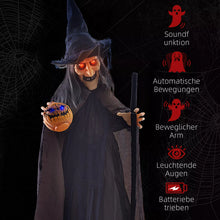 Laden Sie das Bild in den Galerie-Viewer, Halloween Hexe 190 cm mit LED-Lichter, Soundfunktion