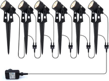 Laden Sie das Bild in den Galerie-Viewer, LED Gartenlicht 6er Set mit Gartenspieß. 6 x 3 Watt LED-Licht. Warmweiß.