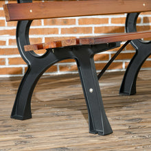 Laden Sie das Bild in den Galerie-Viewer, Parkbank mit Rückenlehne. 120 cm Breite. Dunkles Holz. 2-Sitzer. Im typischen Parkbank-Look. Lamellen.