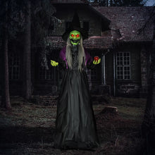 Laden Sie das Bild in den Galerie-Viewer, Halloween-Hexe 180 cm mit Gruselkopf, LED-Lichter, Soundfunktion