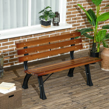 Laden Sie das Bild in den Galerie-Viewer, Parkbank mit Rückenlehne. 120 cm Breite. Dunkles Holz. 2-Sitzer. Im typischen Parkbank-Look. Lamellen.