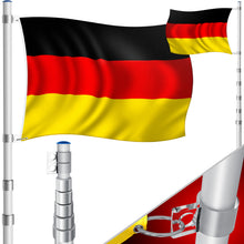 Laden Sie das Bild in den Galerie-Viewer, Teleskop-Fahnenmast (Silber o. Schwarz) mit Fahne. 6,30 m. Für Firma, Garten, Haus... Mit Flagge 150 x 90 cm.
