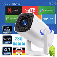 Laden Sie das Bild in den Galerie-Viewer, Mini-Beamer rechteckiges Gehäuse, 4K UHD Heimkino Projektor LCD 5G WiFi Bluetooth Taschenkino für Iphone und Android