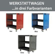 Laden Sie das Bild in den Galerie-Viewer, Werkstattwagen Servicewagen 3 Etagen – Stahl. Super preiswert. 70x39x79 cm.