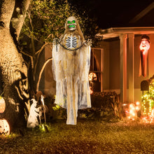 Laden Sie das Bild in den Galerie-Viewer, Halloween Dekoration 183 cm Hängendes Skelett mit LED-Lichter Soundfunktion