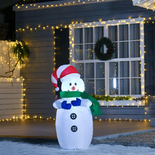 Laden Sie das Bild in den Galerie-Viewer, Aufblasbarer Schneemann mit Schal 1,20m Weihnachtsmann Weihnachtsdeko LED Nikolaus Santa