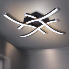 Laden Sie das Bild in den Galerie-Viewer, Schwarze LED-Deckenleuchte – dimmbare 24W Deckenlampe in Chrom-Alu für Büro, Wohnzimmer &amp; Flur