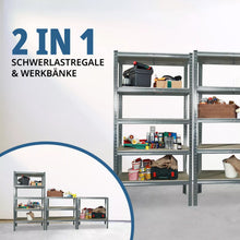 Laden Sie das Bild in den Galerie-Viewer, 2er Set Schwerlastregale 180 x 90 x 40 cm jeweils bis 875 kg