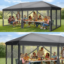 Laden Sie das Bild in den Galerie-Viewer, Faltpavillon 3 x 6 m Pop-Up – Partyzelt, Eventzelt &amp; Gartenzelt mit 4 Moskitonetzen in Grau, Blau oder beige