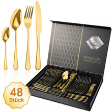 Laden Sie das Bild in den Galerie-Viewer, Besteckset Edelstahl Tafelbesteck 48 Teile für 12 Personen. Das besondere Angebot! Silber oder Gold.