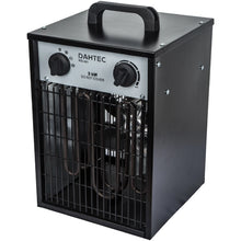 Laden Sie das Bild in den Galerie-Viewer, Elektrischer 3000 Watt Heizlüfter 2 Heizstufen schwarzes Gehäuse. Thermostat.