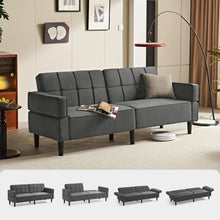 Laden Sie das Bild in den Galerie-Viewer, Sofa 3-Sitzer mit Schlaffunktion, Klappsofa, Schlafsofa mit verstellbarer Rückenlehne &amp; Armlehnen. Bettfunktion.