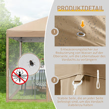 Laden Sie das Bild in den Galerie-Viewer, Faltpavillon 2 x 2 m Pop-Up – Partyzelt, Eventzelt &amp; Gartenzelt mit 4 Moskitonetzen in Grau, Blau oder beige