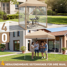 Laden Sie das Bild in den Galerie-Viewer, Faltpavillon 2 x 2 m Pop-Up – Partyzelt, Eventzelt &amp; Gartenzelt mit 4 Moskitonetzen in Grau, Blau oder beige