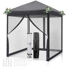 Laden Sie das Bild in den Galerie-Viewer, Faltpavillon 2 x 2 m Pop-Up – Partyzelt, Eventzelt &amp; Gartenzelt mit 4 Moskitonetzen in Grau, Blau oder beige