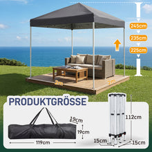 Laden Sie das Bild in den Galerie-Viewer, Faltpavillon 2 x 2 m Pop-Up – Partyzelt, Eventzelt &amp; Gartenzelt mit 4 Moskitonetzen in Grau, Blau oder beige