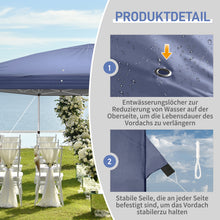 Laden Sie das Bild in den Galerie-Viewer, Faltpavillon 3 x 6 m Pop-Up – Partyzelt, Eventzelt &amp; Gartenzelt mit 4 Moskitonetzen in Grau, Blau oder beige