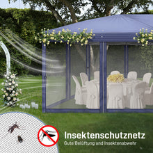 Laden Sie das Bild in den Galerie-Viewer, Faltpavillon 3 x 6 m Pop-Up – Partyzelt, Eventzelt &amp; Gartenzelt mit 4 Moskitonetzen in Grau, Blau oder beige