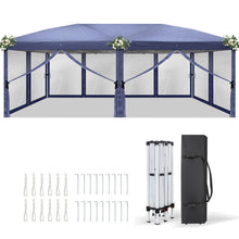 Laden Sie das Bild in den Galerie-Viewer, Faltpavillon 3 x 6 m Pop-Up – Partyzelt, Eventzelt &amp; Gartenzelt mit 4 Moskitonetzen in Grau, Blau oder beige