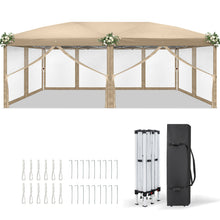 Laden Sie das Bild in den Galerie-Viewer, Faltpavillon 3 x 6 m Pop-Up – Partyzelt, Eventzelt &amp; Gartenzelt mit 4 Moskitonetzen in Grau, Blau oder beige